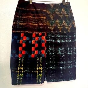 Linea Domani plush patchwork skirt, fully lined, pockets. Sz 8. Preowned.